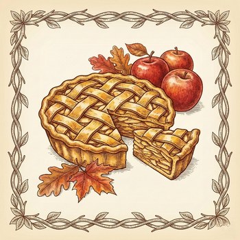 Classic Apple Pie — The Genesis, framed illustration