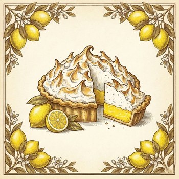 Lemon Meringue Pie — The Pillar of Cloud, framed illustration